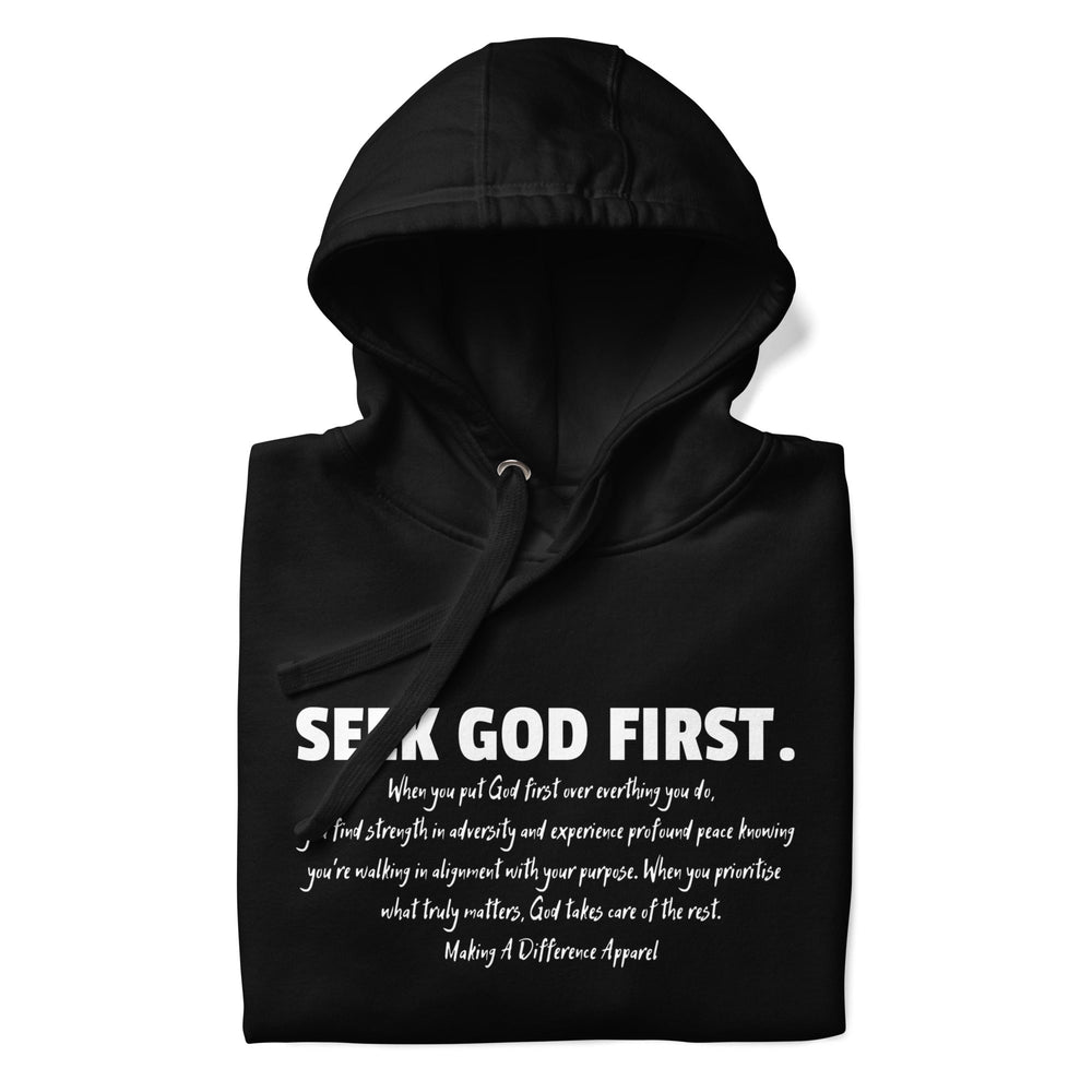 
                  
                    M.A.D Apparel Ltd Hoodies Seek God First Script Faith Hoodie
                  
                