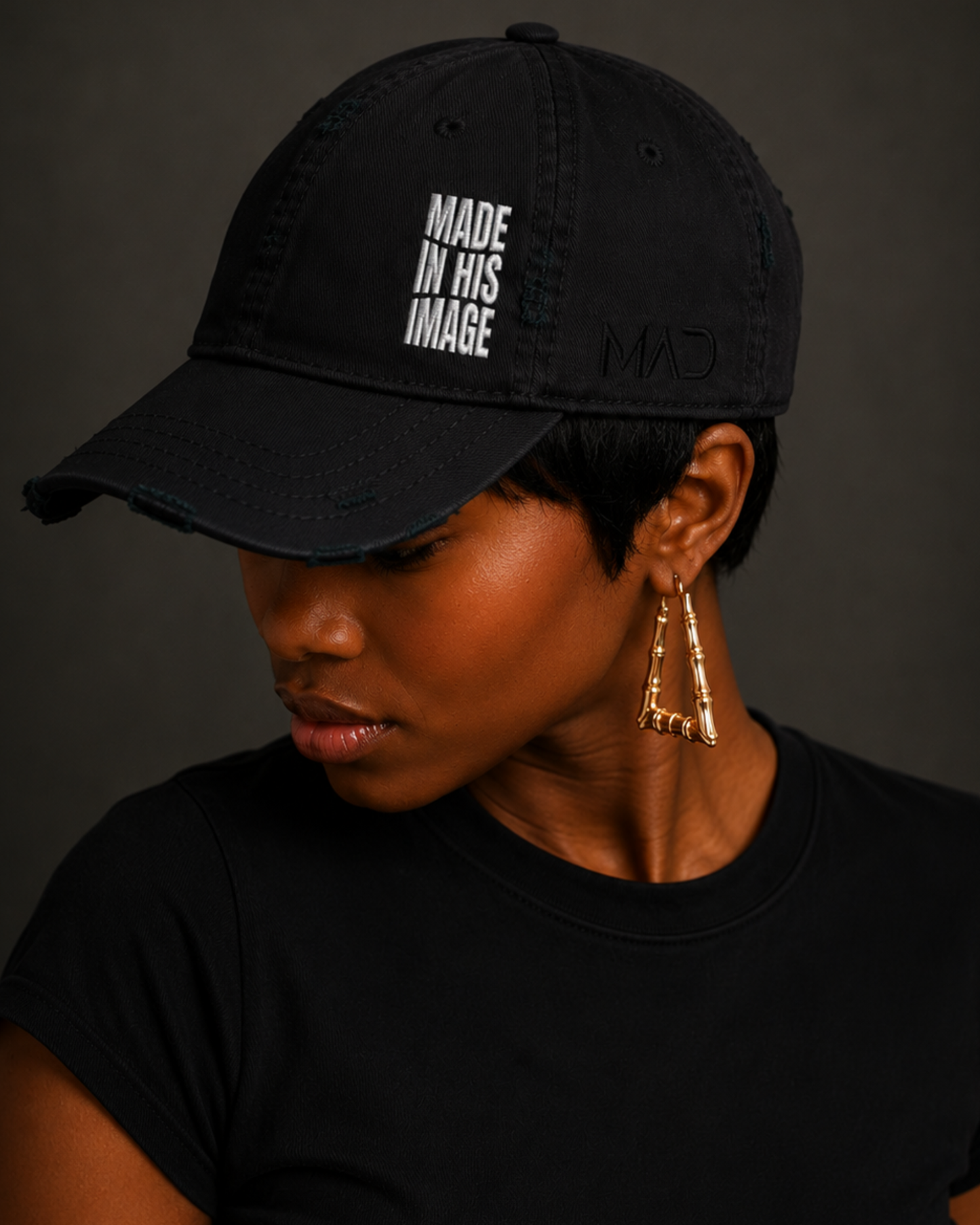 M.A.D Apparel Made In His Image Distressed Christian Dad Hat