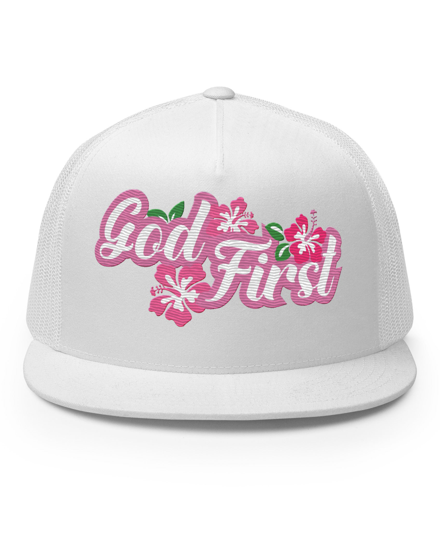 M.A.D Apparel Trucker Hats God First Floral Christian Trucker Cap