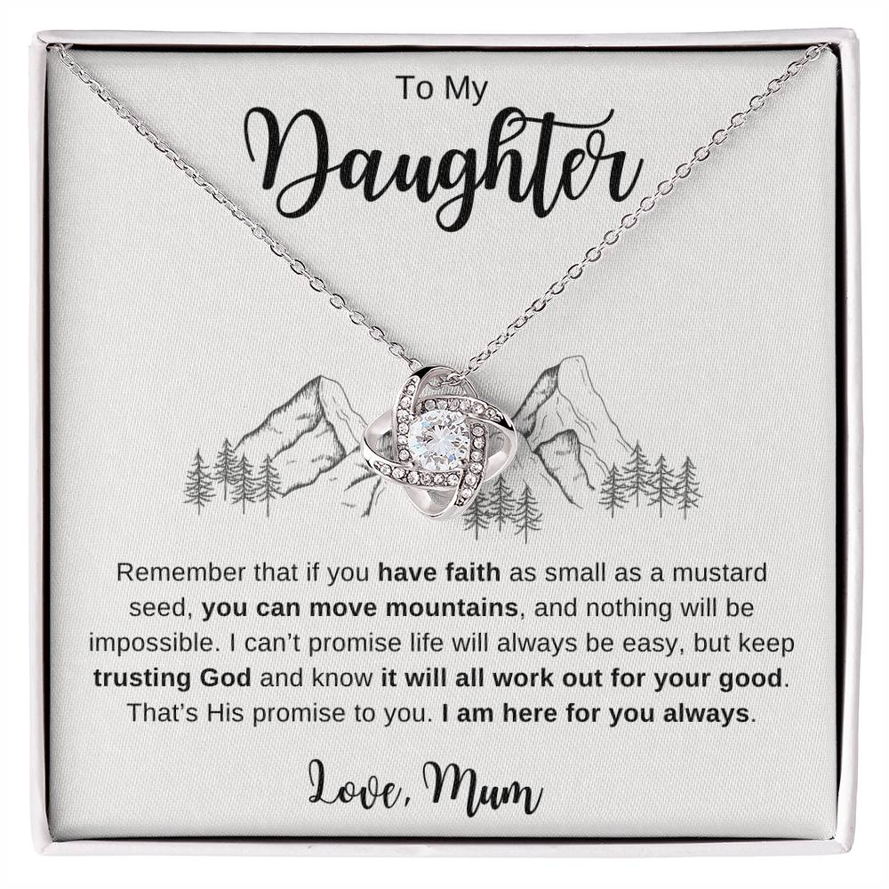 ShineOn Fulfillment Jewelry Faith Move Mountains Love Knot Necklace