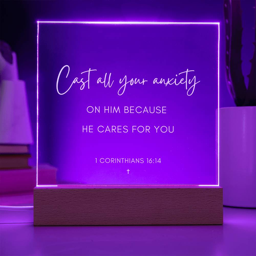 
                  
                    ShineOn Fulfillment Plaque Cast all your anxiety Scripture LED Plaque
                  
                