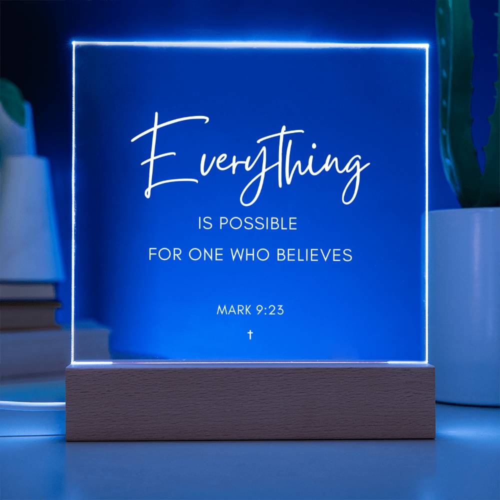 
                  
                    ShineOn Fulfillment Plaque Everything is possible for one who believes Scripture LED Plaque
                  
                