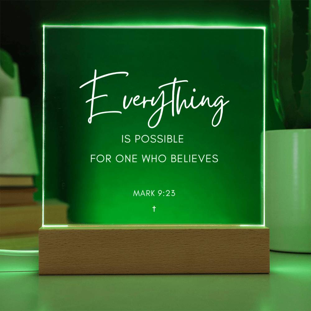 
                  
                    ShineOn Fulfillment Plaque Everything is possible for one who believes Scripture LED Plaque
                  
                